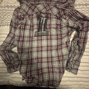 Harley-Davidson Women's Plaid Shirt - Gray and Burgundy